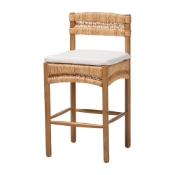 bali & pari Elvera Woven Seagrass and Mahogany Wood Counter Stool